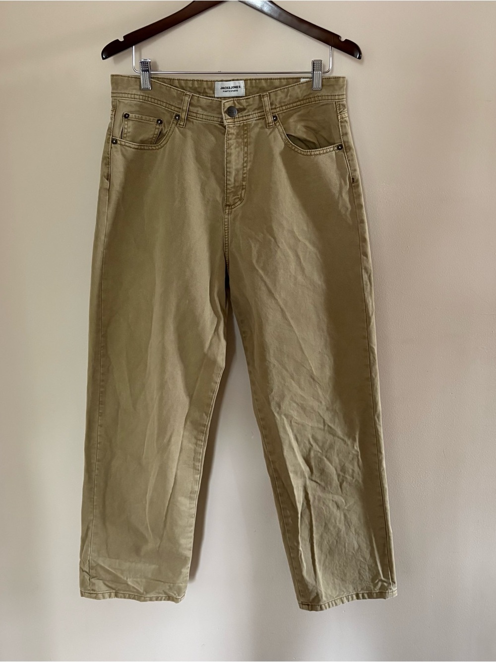 Jack & Jones Studio Khaki High-Rise Wide Leg Jeans 31x32